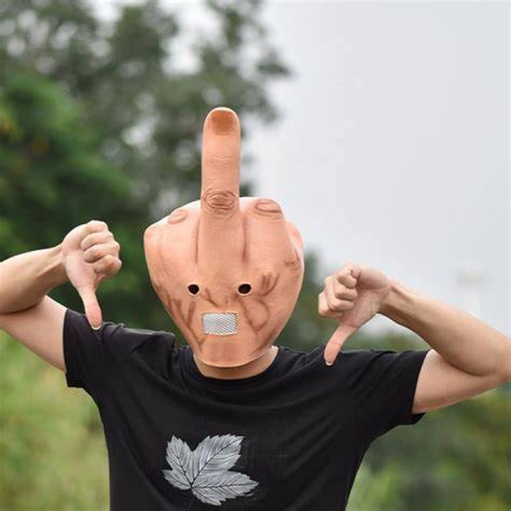 SCARY DESPISE MIDDLE Finger Halloween Mask Latex Full Head Costume